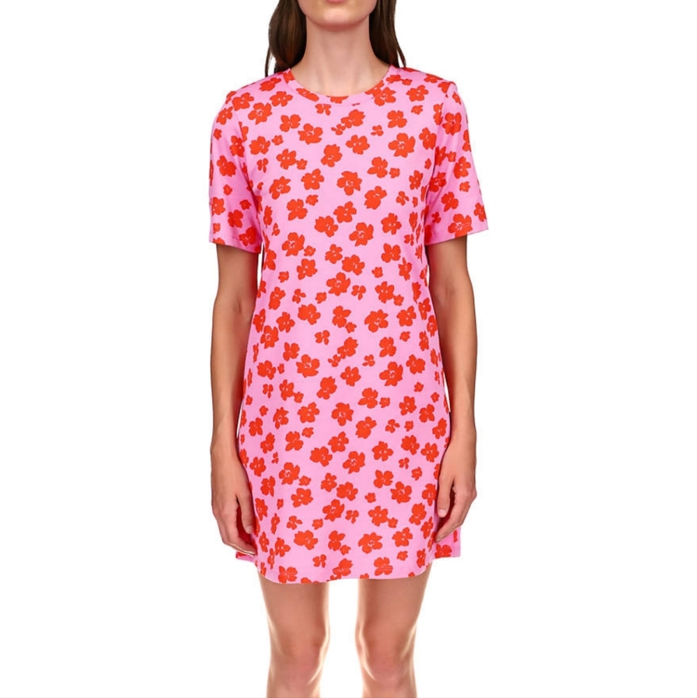 Pink Floral Dress with Red Flowers
